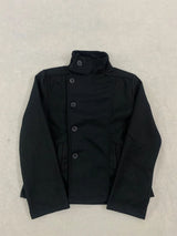 2026 Women's Minimalist Retro Stand up Collar Thick Coat, Asymmetrical Button Decoration, Slim Fit Long Sleeved Top, Winter