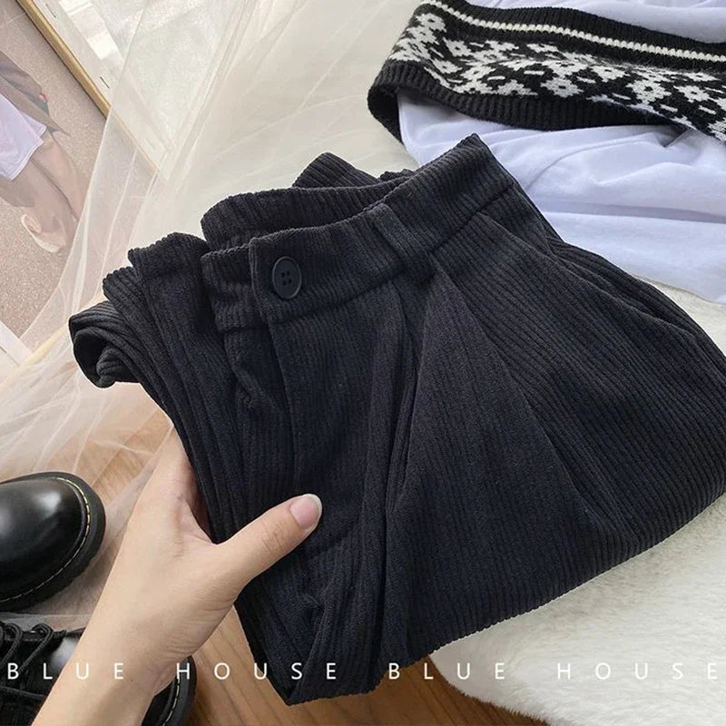 Women's High-Waist Corduroy Wide-Leg Pants