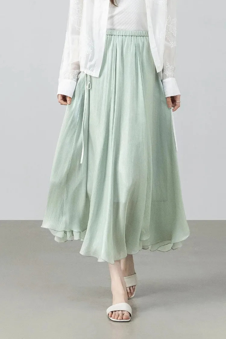 Sentubila Flowy A-Line Skirt – Iridescent Sheen