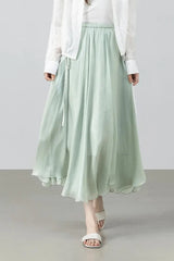 Sentubila Flowy A-Line Skirt – Iridescent Sheen