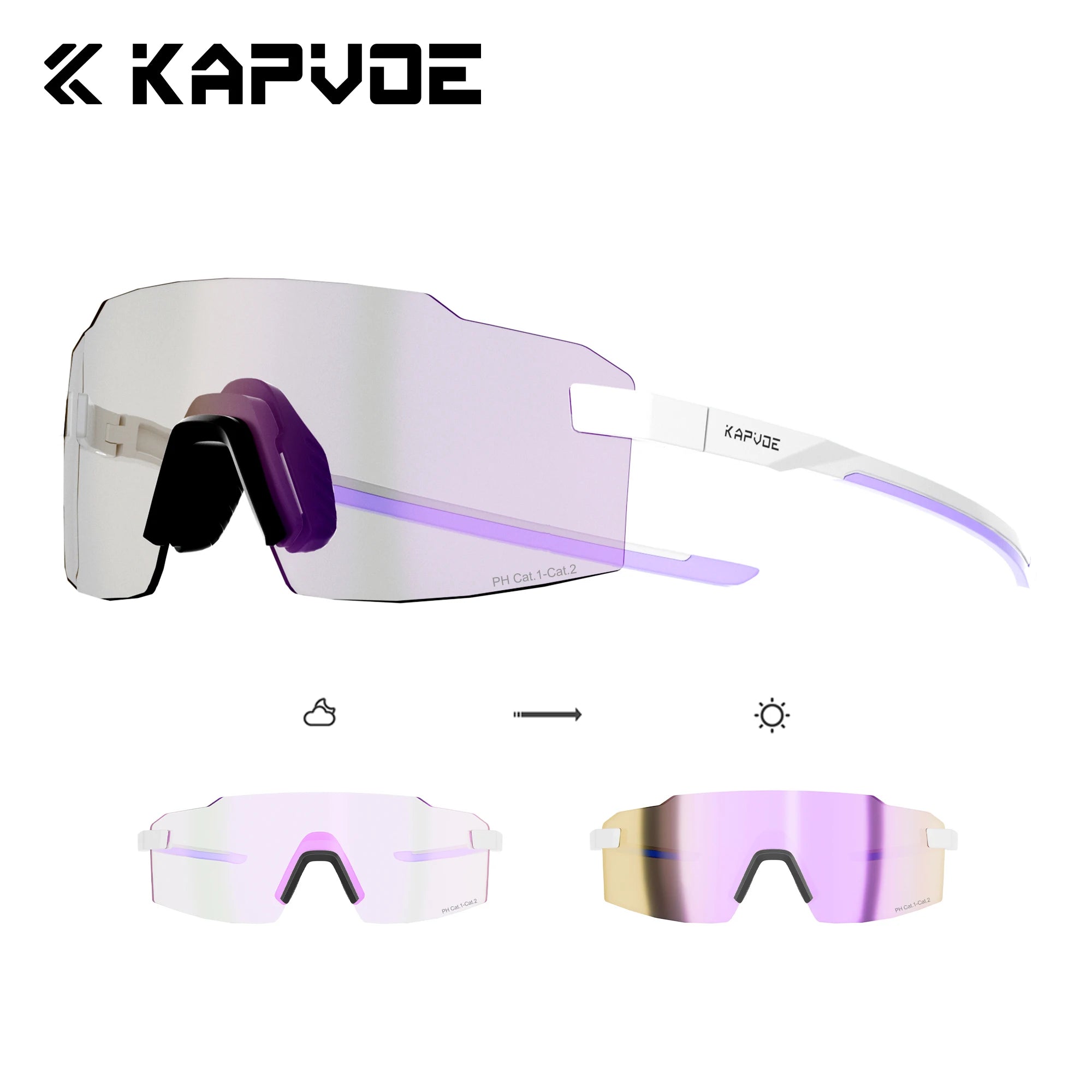 Kapvoe Fashion Sunglasses for Men Photochromic Runnning Glasses Light-Weight Cycling Glasses Bike Women UV400 Hiking Eyewear