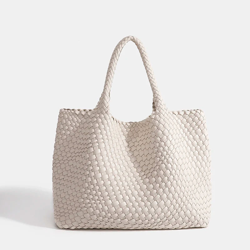 Woven Tote Bag For Women Soft Foldable Top-Handle Wristlet Bag Fashion Hobo Handbag Composite Bag with Coin Purse