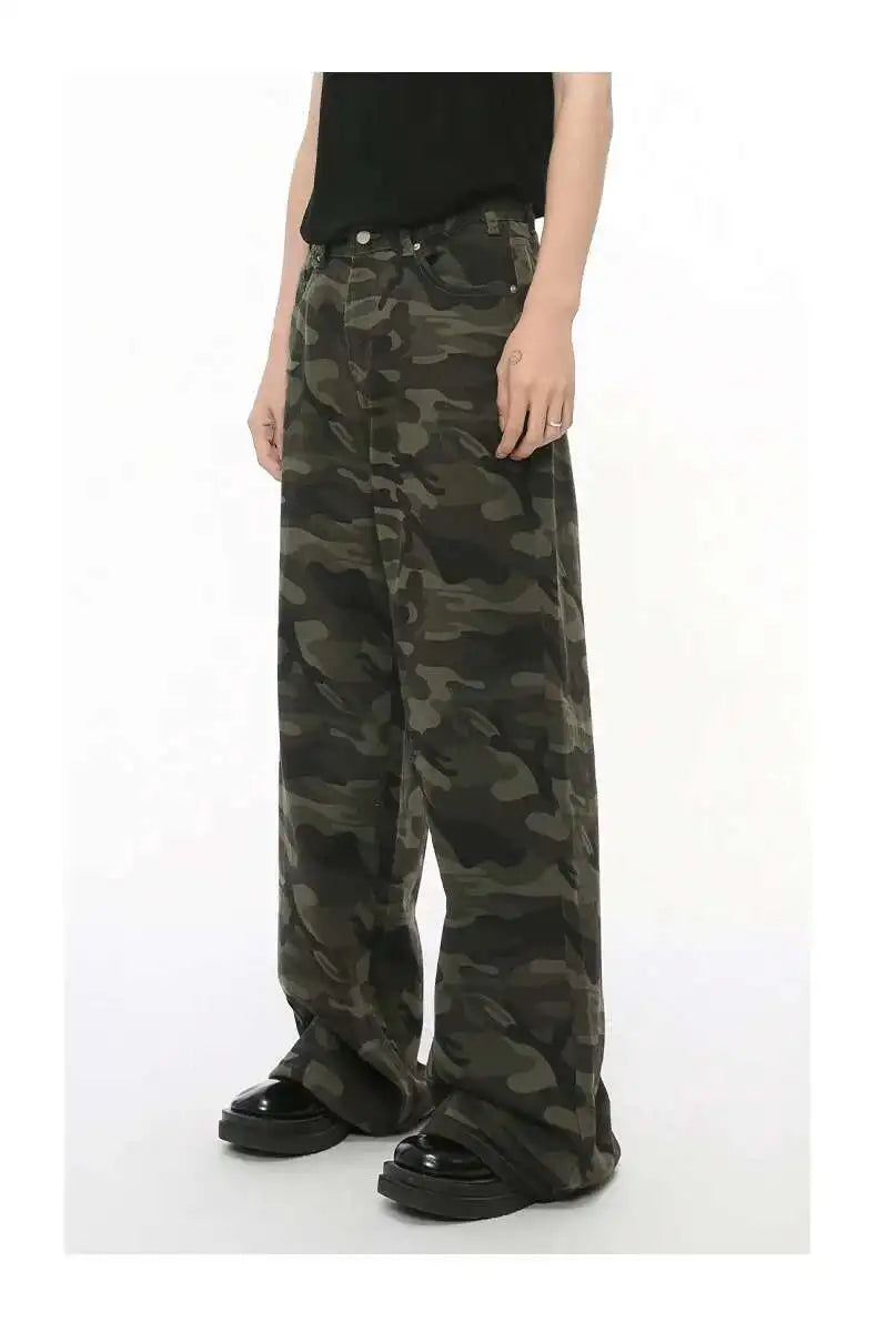 Vintage Camouflage Wide-Leg Men's Jeans