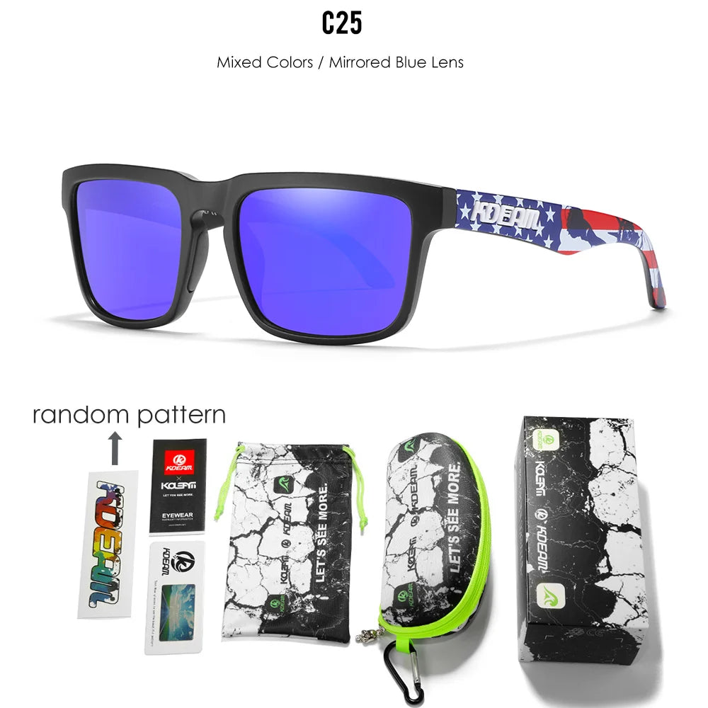 KDEAM All Black Men's Sunglasses Polarized And UV400 Protection Lens Driving Fishing Glasses Mirror With Complete Package