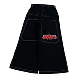 Harajuku Money Print Streetwear Jeans High Waist Wide Trouser Black Pants Streetwear Men Hip Hop Women Embroider Y2k Baggy Jeans