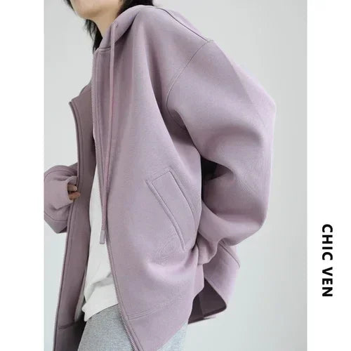 Women’s Relaxed Longline Zip-Up Hoodie