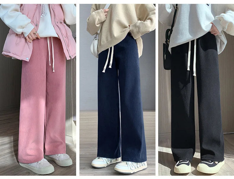 Women's Fleece Wide-Leg Winter Pants
