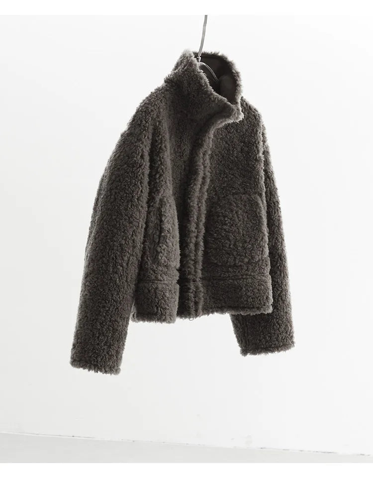 Teddy Style 100% Wool Coat~Women's Short Lazy Style Loose Jacket Autumn and Winter New Model 2025 Faux Fur