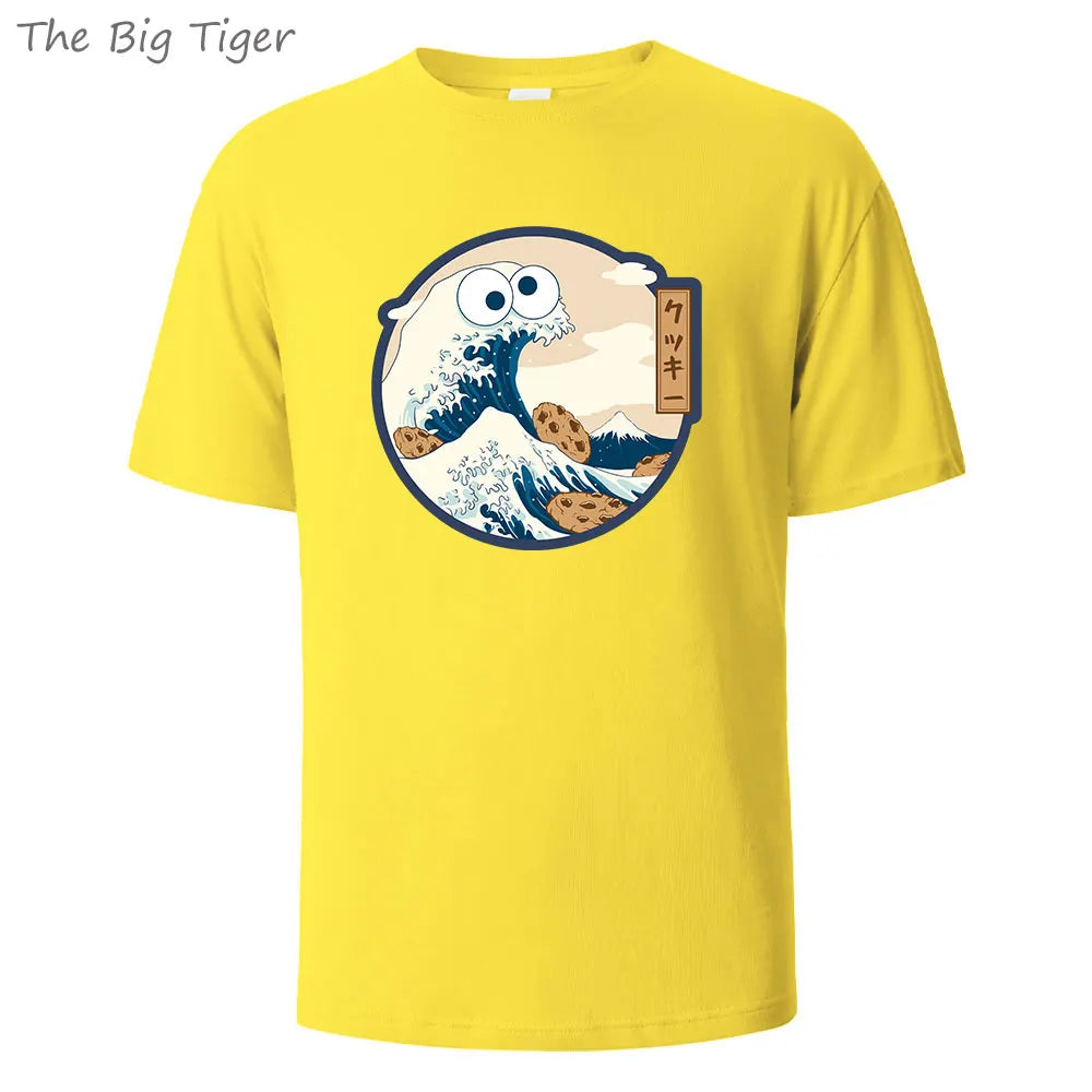Unisex Color Painting Cotton Crew Neck T-Shirt