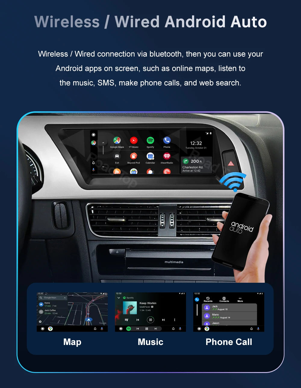 Road Top Touchscreen Display for Audi A5 S5 | CarPlay & Android Auto