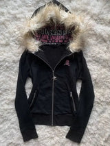 Women’s Retro Zip-Up Hoodie with Slight Stretch