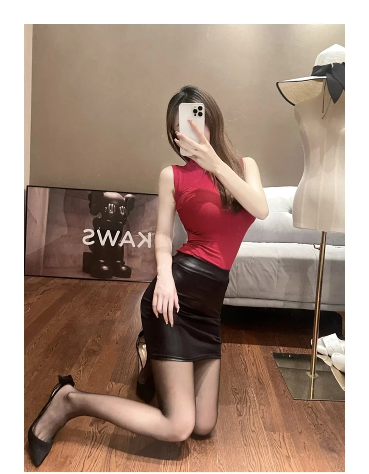 Chic Matte Leather High-Waist Mini Skirt | Slim Fit Nightclub & Streetwear