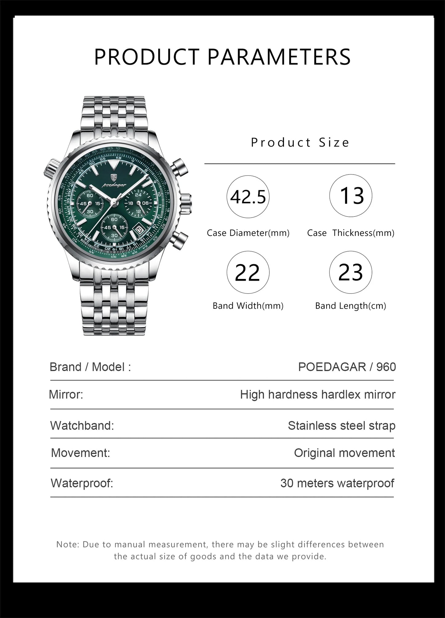 POEDAGAR Men's Luxury Chronograph Wristwatch