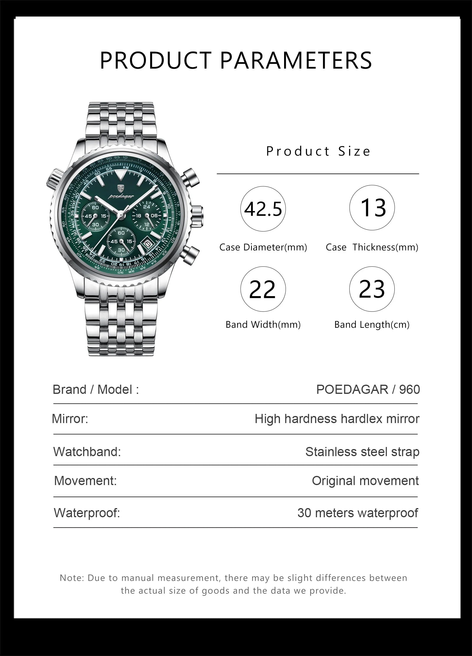 POEDAGAR Men's Luxury Chronograph Wristwatch