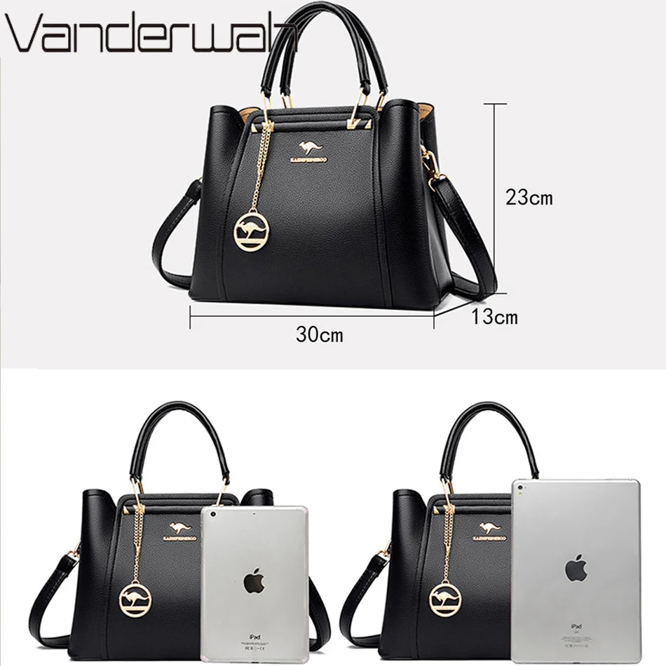 Luxury Triple-Layer Leather Tote & Crossbody