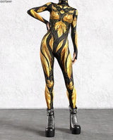 Women's 3D Print Goddess Jumpsuit Catsuit Costume