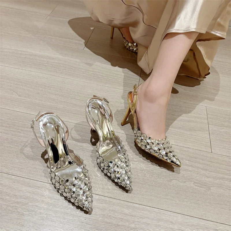 Women's Rhinestone Stiletto Pumps — High Heel Wedding & Party Sandals