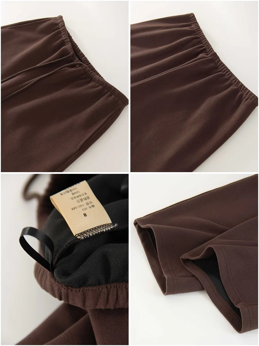 Autumn Burgundy Sweatpants Women Straight Leg Sport Pants Cotton Ladies Coffee Basic Joggers Wide Leg Women's Pants And Trousers