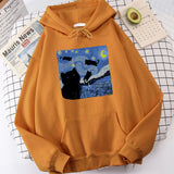 Starry Cat Night Fleece Hoodie