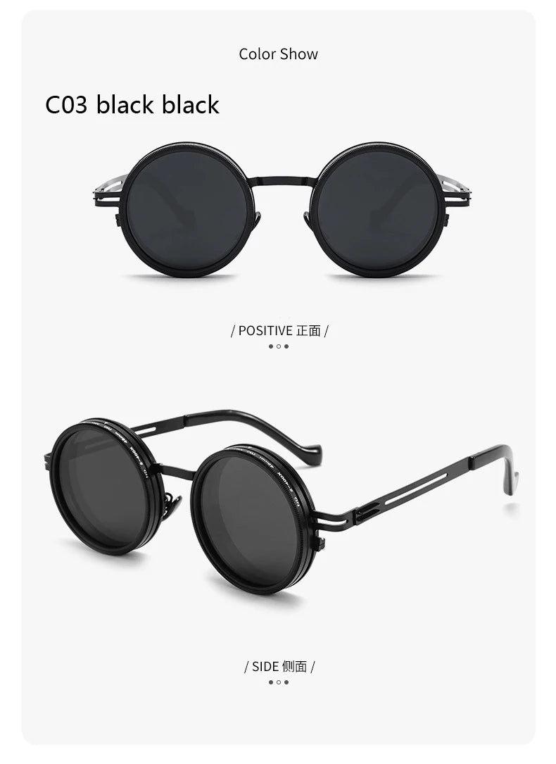 New Adjustable 1-9 Sunglasses Punk Polarized Sun Glasses Men Women Round ND Filter Lenses Retro Fishing Eyeglasses Shades