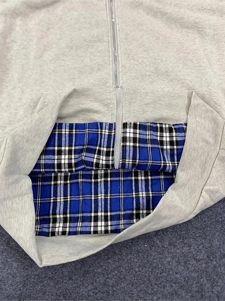 Reversible Plaid Zip-Up Hoodie