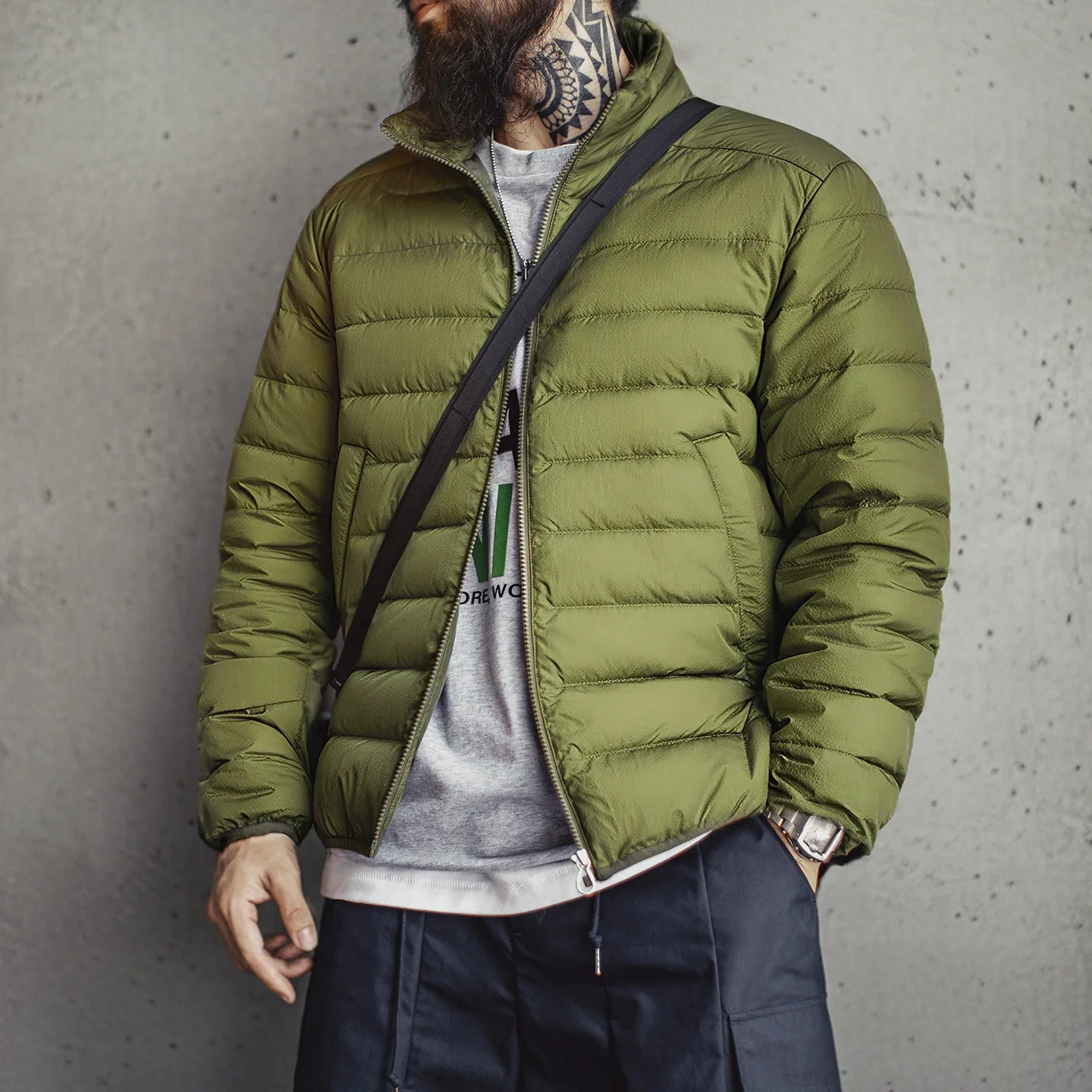 Maden Men's Lightweight Down Jacket | Stand Collar Puffer
