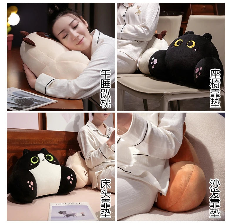 Thickened Cat Back Cushion Siamese Calico Cat Sofa Bed Chair Lumbar Support Cushion Comfortable Throw Pillow Home Decor Girl