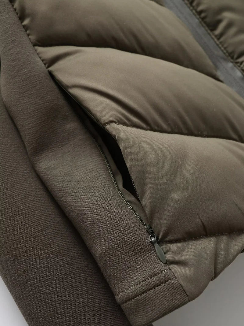 Elegant Patchwork Hooded Sport Coat