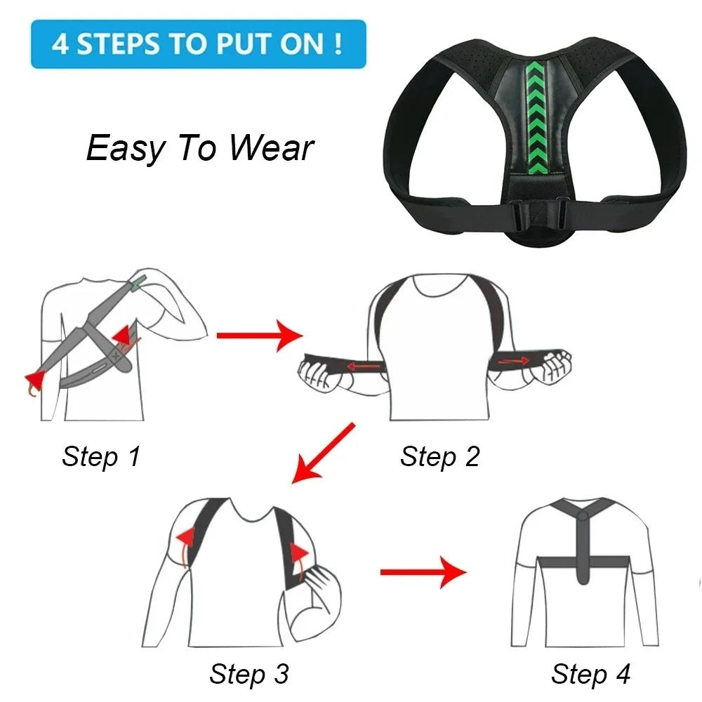 Premium Adjustable Back Posture Corrector Brace for Men & Women