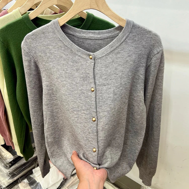 Classic O-Neck Knit Cardigan