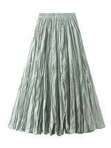 Women's Pleated Maxi Skirt – Elegant A-Line Beach Style