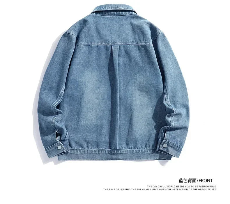 Autumn Men Solid Workwear Denim Jackets Fashion Motorcycle Vintage Jeans Jackets Hommes Slim Fit Cotton Casual Black Blue Coats