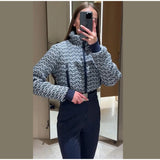 Elegant Geometric Print Ski Jumpsuit - High-Waist Winter Romper