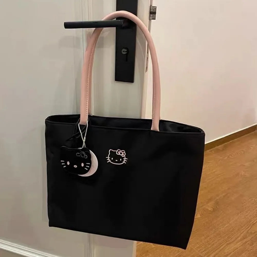 Large-capacity Tote Bag with Kitty embroidery, lightweight Underarm Handbag for Women, Cute and Exquisite, Suitable for Young Gi