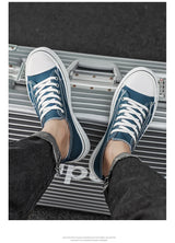 Men's Plus Size Canvas Sneakers — Breathable Lace-Up Casual Flat Shoes