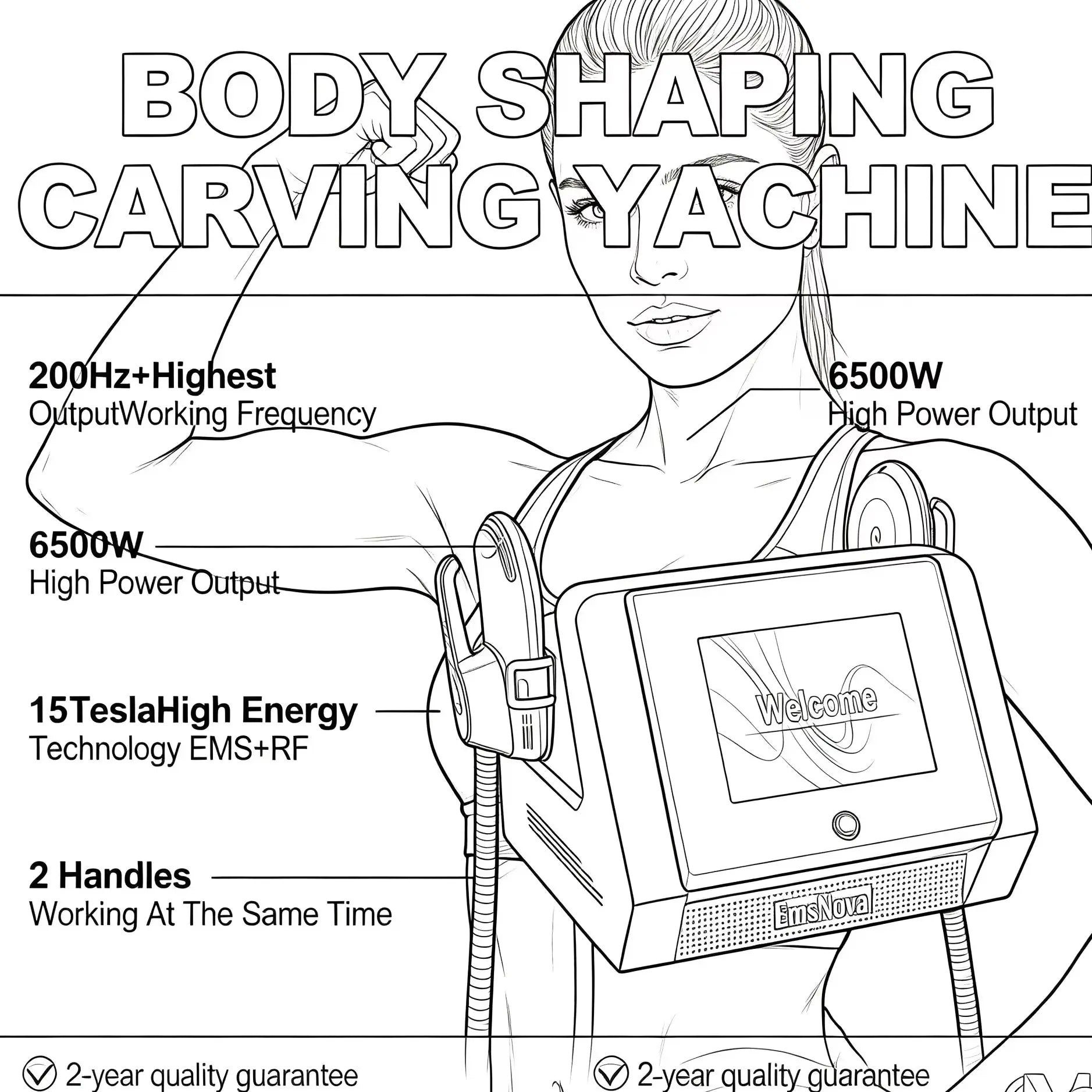 Mecavie Removal Excess Fat RF HIEMT 6500W Body Shaper Machine Professional Fat Removal Muscle Trainer Portable Slimming Home