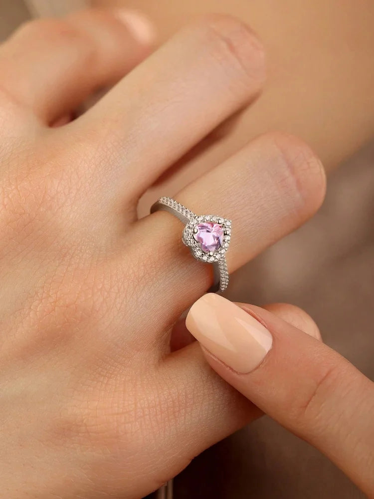 Sterling Silver Sparkling Heart Ring