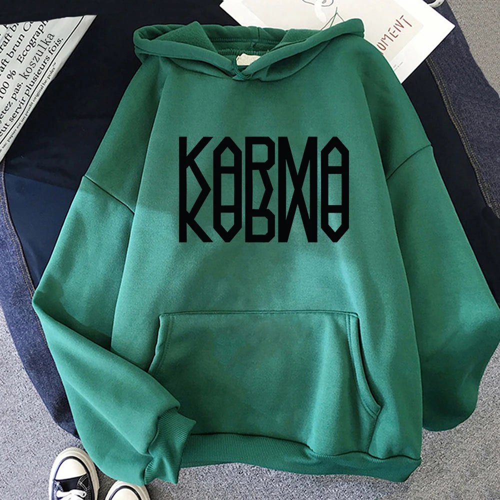 KARMA Vintage-Inspired Fleece Pullover Hoodie