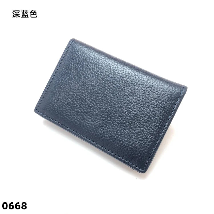 Dropshipping Custom Name Genuine Leather Men Women Business Card Holder Bifold Credit Card Case With ID Window