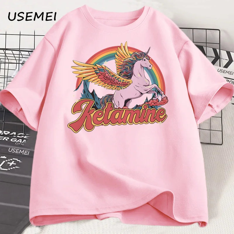 Funny Rainbow Horse T Shirt Casual Cotton Short Sleeve Humor T-Shirt Male Tshirt Crew Neck Summer Harajuku Graphic T Shirts Top