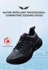 QIAODAN YUYI 4 Winter Running Shoes Men's Sports Shoes Waterproof Absorbing Lightweight Black Fleece Sneakers QXB023244007B