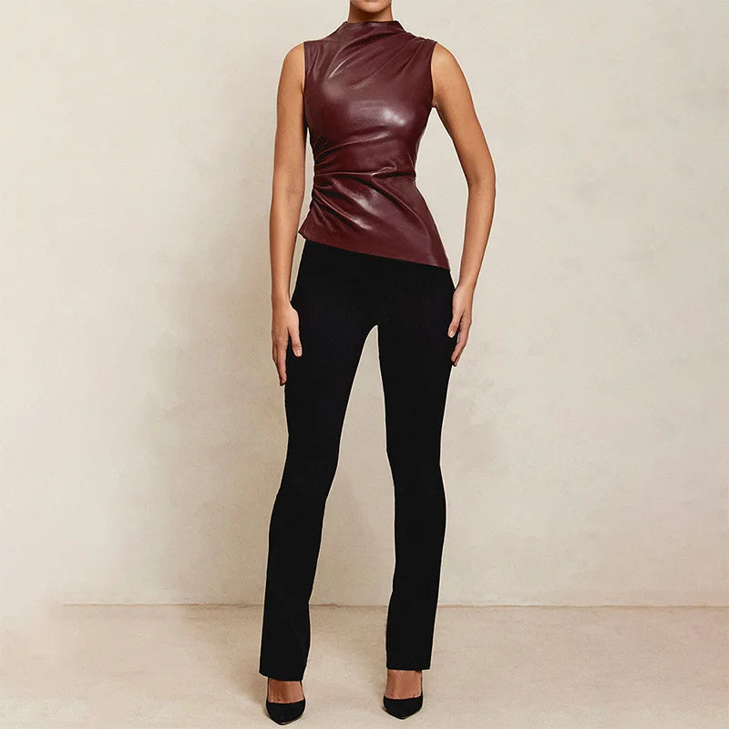 Y2K Vintage PU Leather Tank Top