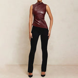 Y2K Vintage PU Leather Tank Top