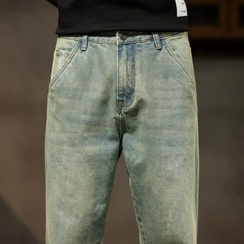 Men’s Retro Relaxed-Fit Cotton Harem Jeans