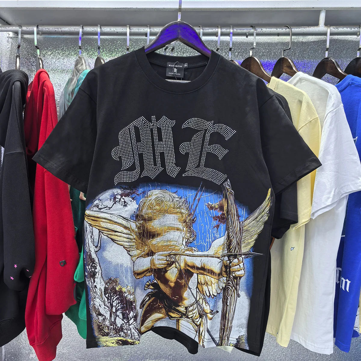 MIXED EMOTION Oversized Cotton Rhinestone T-Shirt