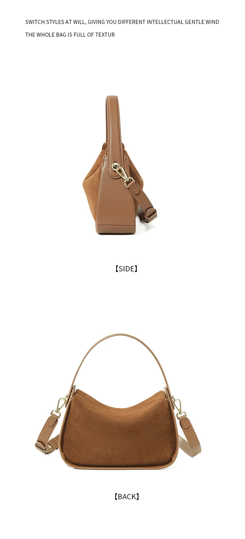 2025 New Suede Leather Crossbody Bag Unique Design Shoulder Pack Women Work Commuting Handbag Urban Beauty Box Tote Messenger