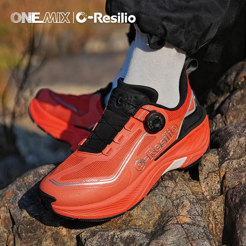 ONEMIX Outdoor Running Sneakers Men Elastic Trail Shoes Lightweight Breathable Women Sneakers Couple Casual Waterproof Shoes