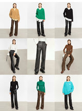 Minimalist Straight-Leg PU Leather Trousers