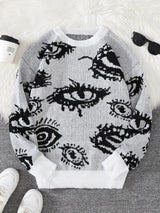 Men's Abstract Eye Jacquard Knit Sweater