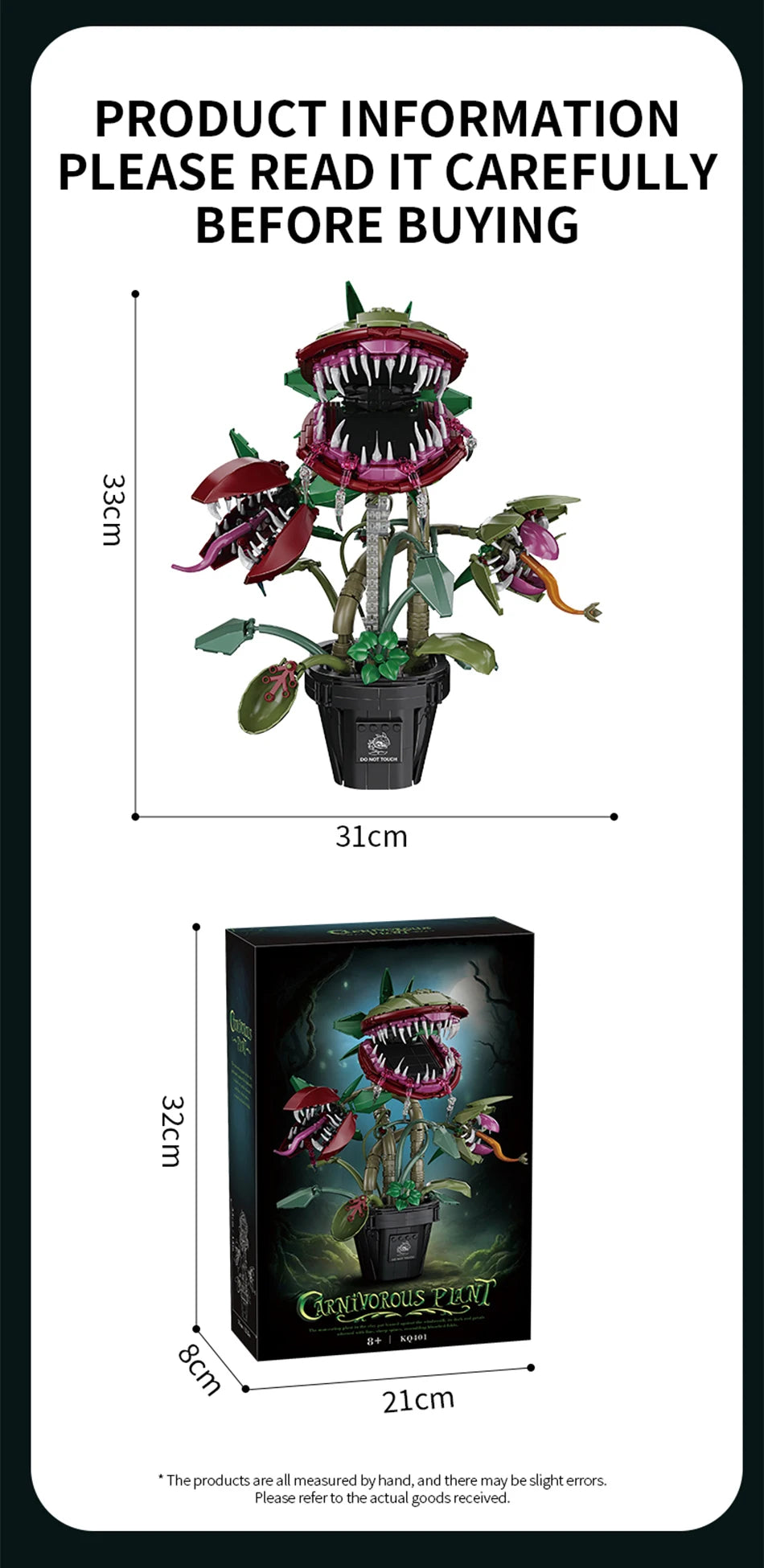 Creative Carnivorous Potted Plant Man-Eating Flower Building Blocks Home Decoration Collection MOC Bricks Toys For Children Gift